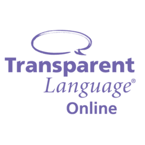 The Transparent Language Online logo, which contains the name and a speech bubble above.